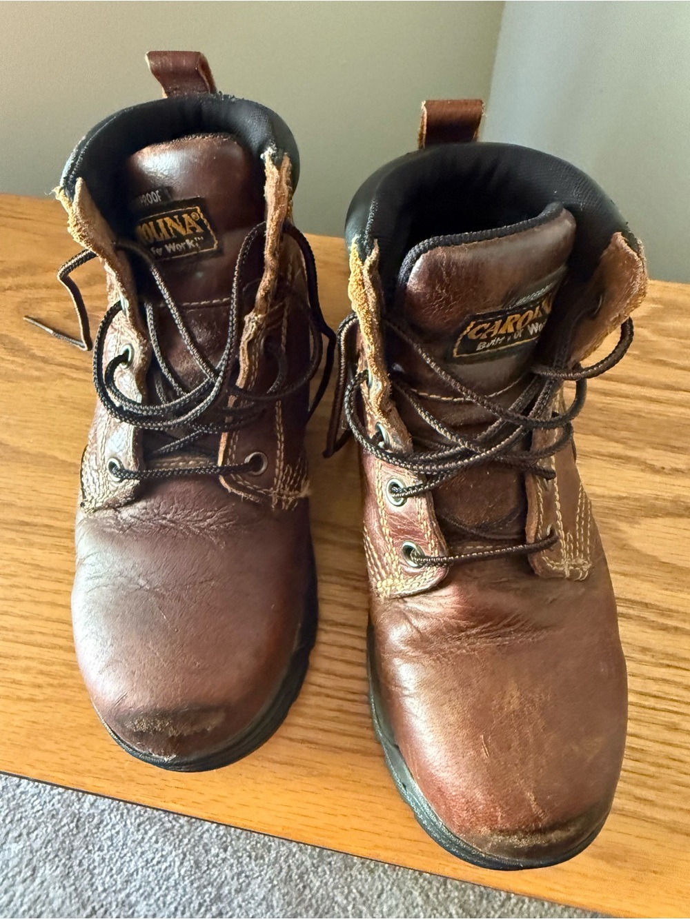 Men's Brown Leather Work Boots with Padded Collar